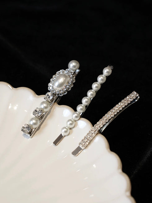 Elegant Pearl Hair Barrette Clips Set